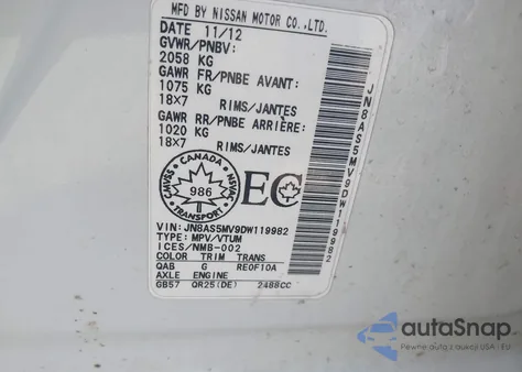 2013 Nissan Rogue S/Sv from USA, damaged, VIN JN8AS5MV9DW119982